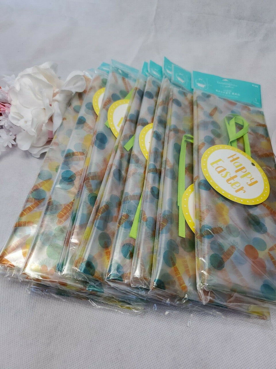 Hallmark Clear Easter Basket Bag1 Bag, 1 Ribbon, 1 Gift Tag Lot of 11 Packages