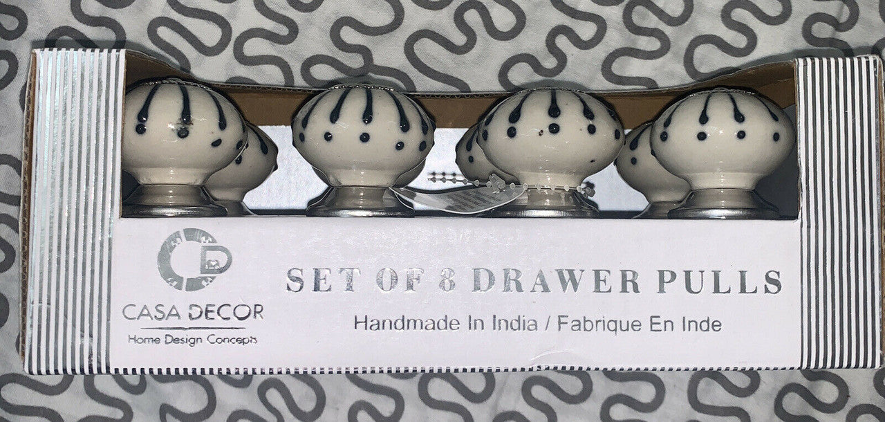 Casa Decor Set of 8 Ceramic Drawer Pulls Handmade in India *741