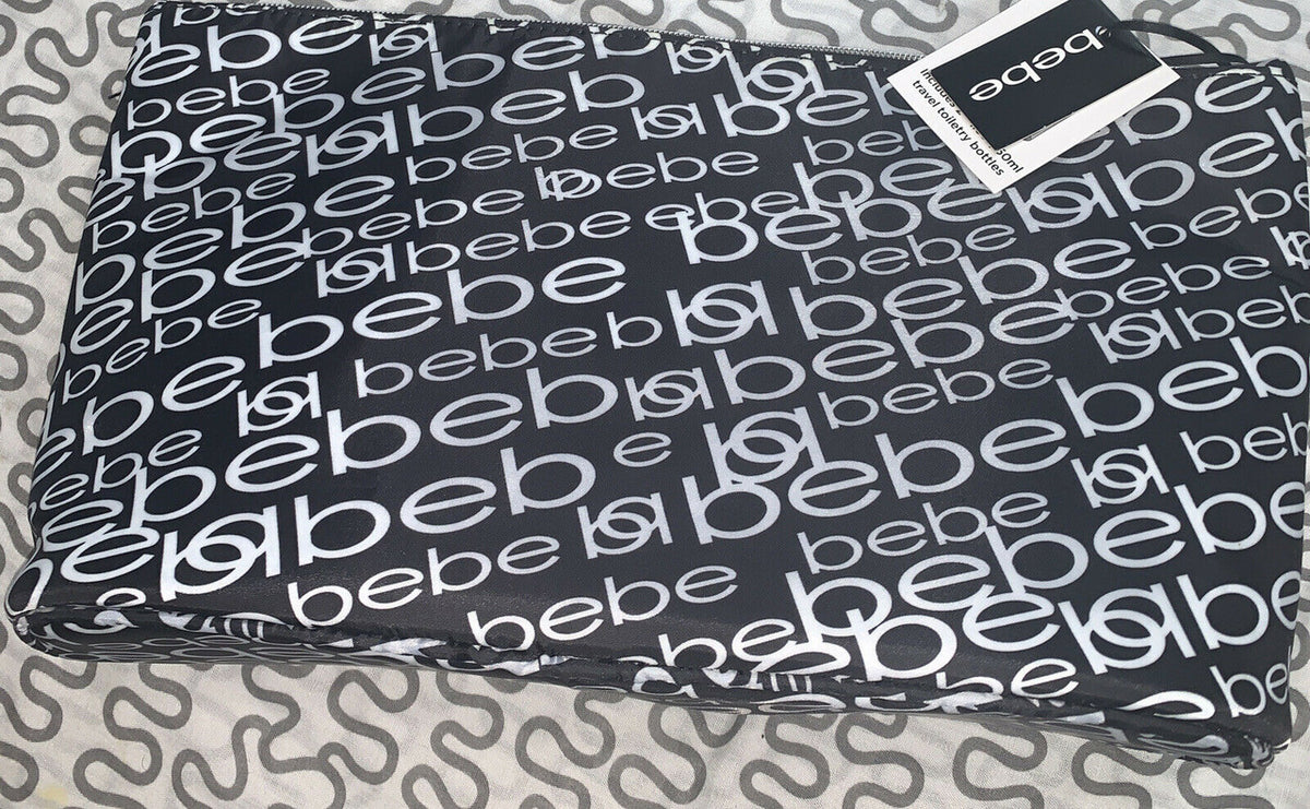 Bebe Cosmetic Travel Bag with 2 travel toiletry bottles Black And White