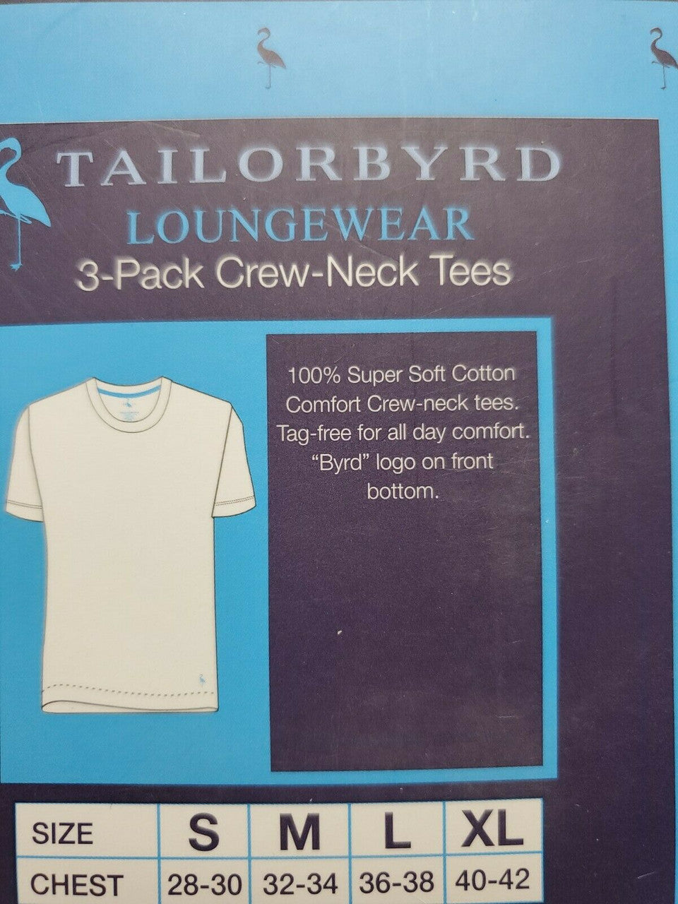 3-pack cotton crew neck t-shirts in red, gray, and black with packaging