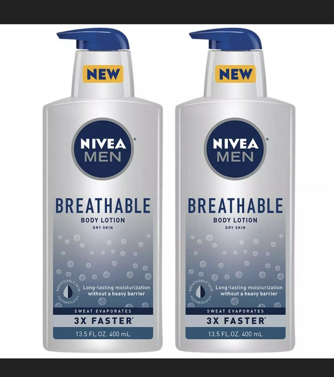 (2) Packs Nivea Men Breathable Body Lotion Dry Skin 13.5 Oz  Each