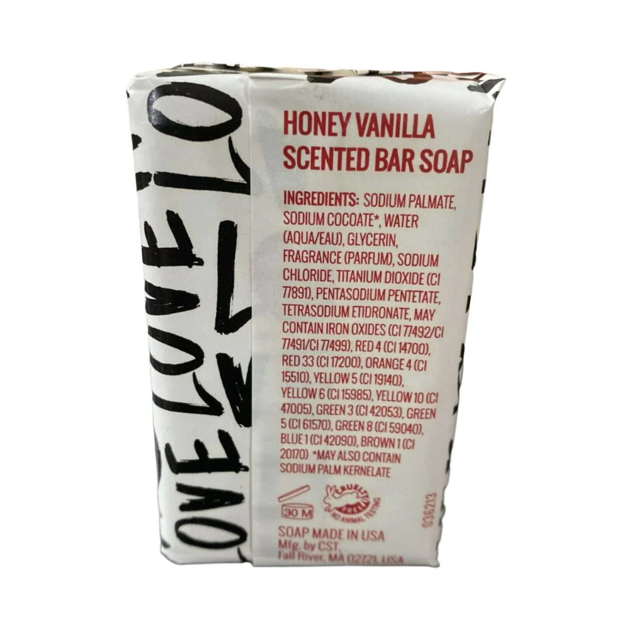 Boxed 3-bar Honey Vanilla scented soap gift set with heart and XO design packaging