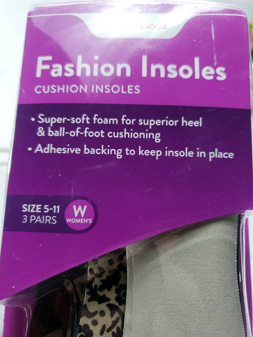 Women Fashion Insoles For Shoes Walgreens 3 Pairs Size 5-11 (C)