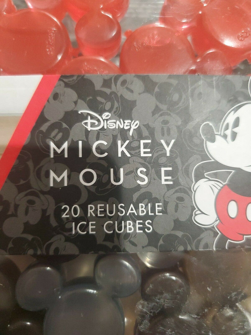 Disney Mickey Mouse Reusable Ice Cubes, 4 packs of 20 Ice Cubes Black & Red