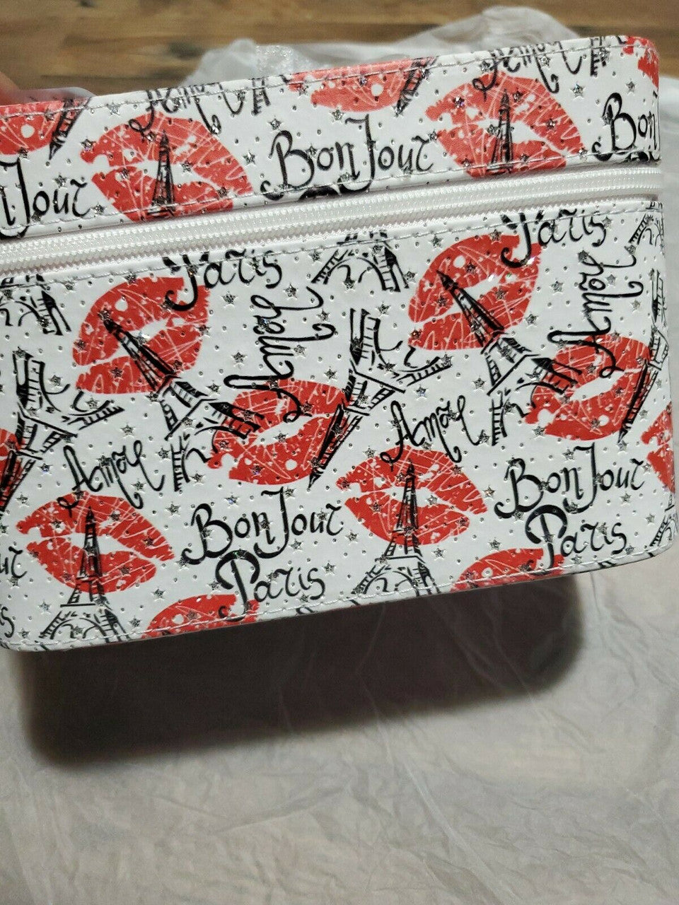 Bon Jour Paris Fashion Makeup Cosmetic Beauty Bag Travel Train Case LM