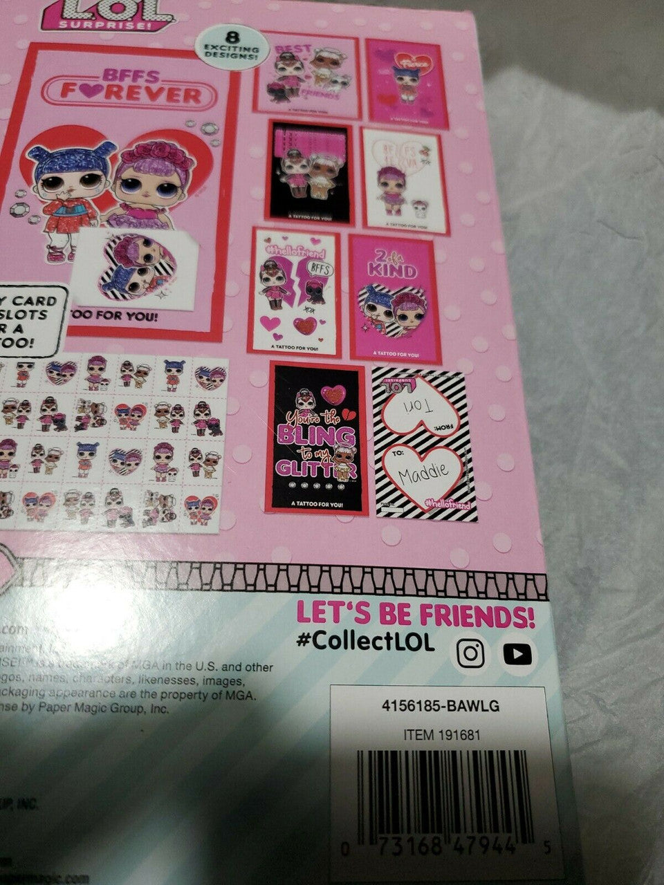 L.O.L. Surprise! 32 Count Valentines Cards With Glitter Tattoos