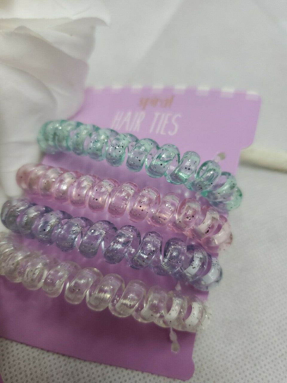 Colored Hair Coils 4PC 2 pack Invisibobble No Trace Spiral Hair Ties Phone Cord
