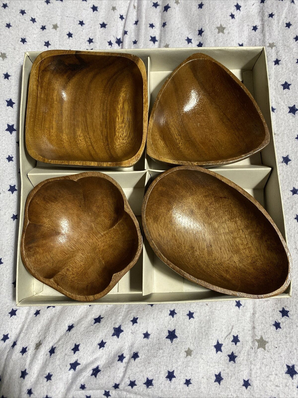 Philippine Genuine Mahogany Wood Candy Nut Dishes Vintage gift set # 3151