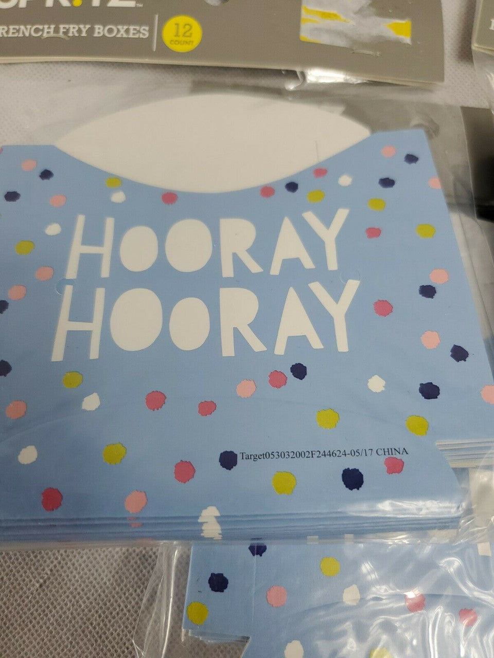 SPIRITZ Hooray Hooray French Fry Boxes 12ct. Party Decor Supplies LOT OF 4