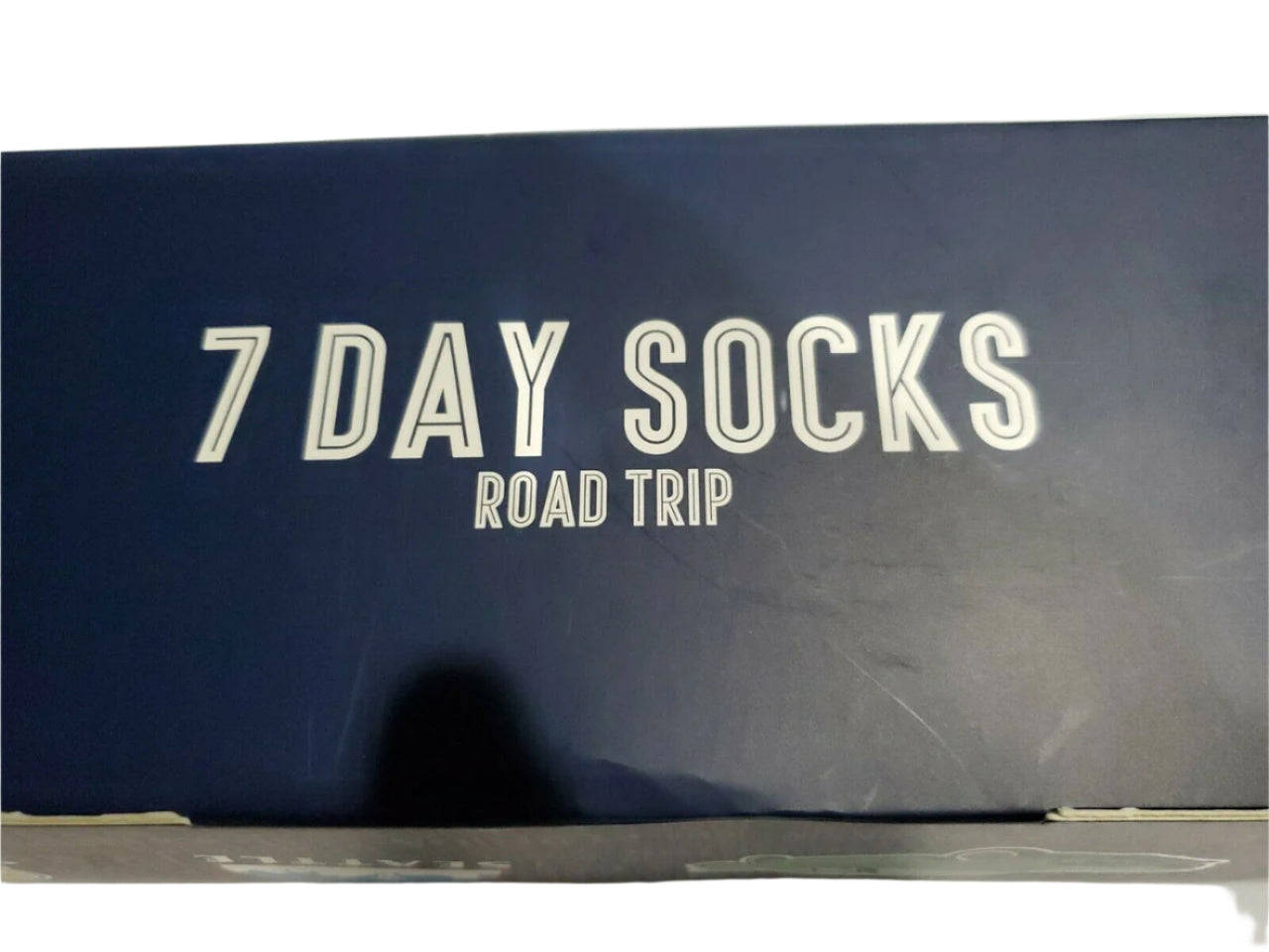 Men’s 7 Day Socks Gift Box with road trip-themed designs – 7 colorful pairs, size 8–12