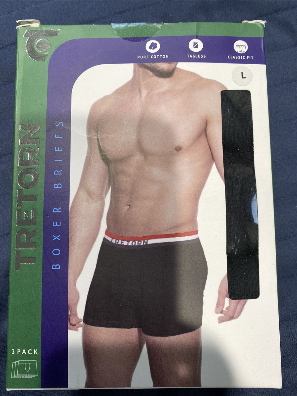 TRETORN Pure Cotton 3pc Boxer Briefs L Black