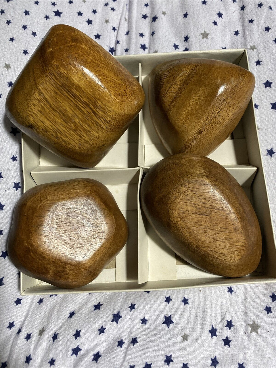 Philippine Genuine Mahogany Wood Candy Nut Dishes Vintage gift set # 3151