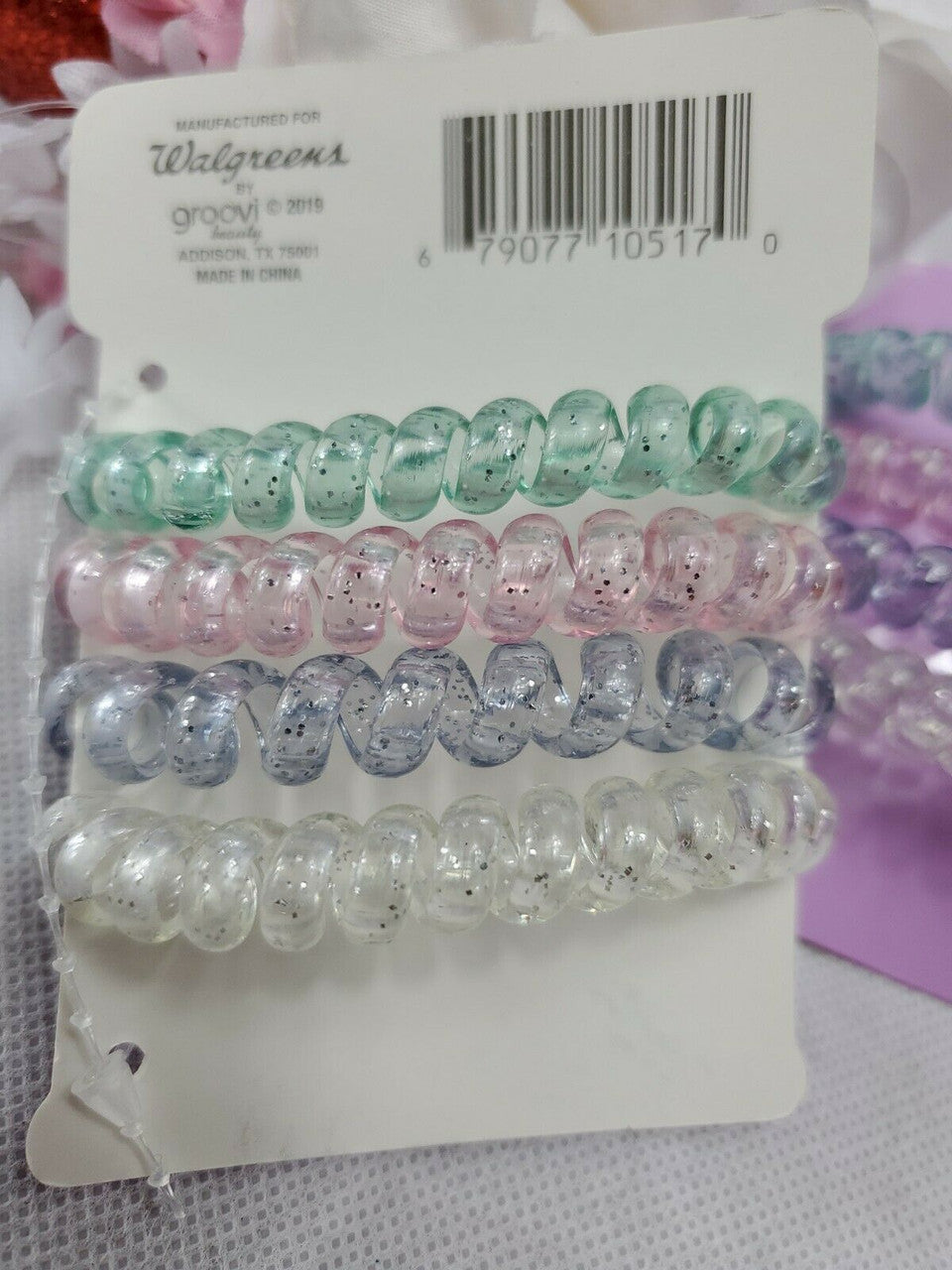 Colored Hair Coils 4PC 2 pack Invisibobble No Trace Spiral Hair Ties Phone Cord