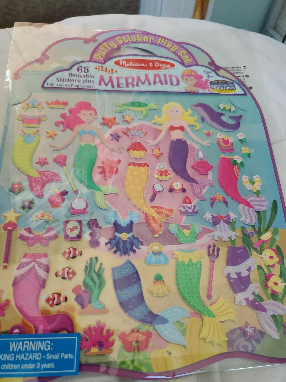 Melissa & Doug Puffy Sticker Activity Book: Mermaids - 65 Reusable Stickers