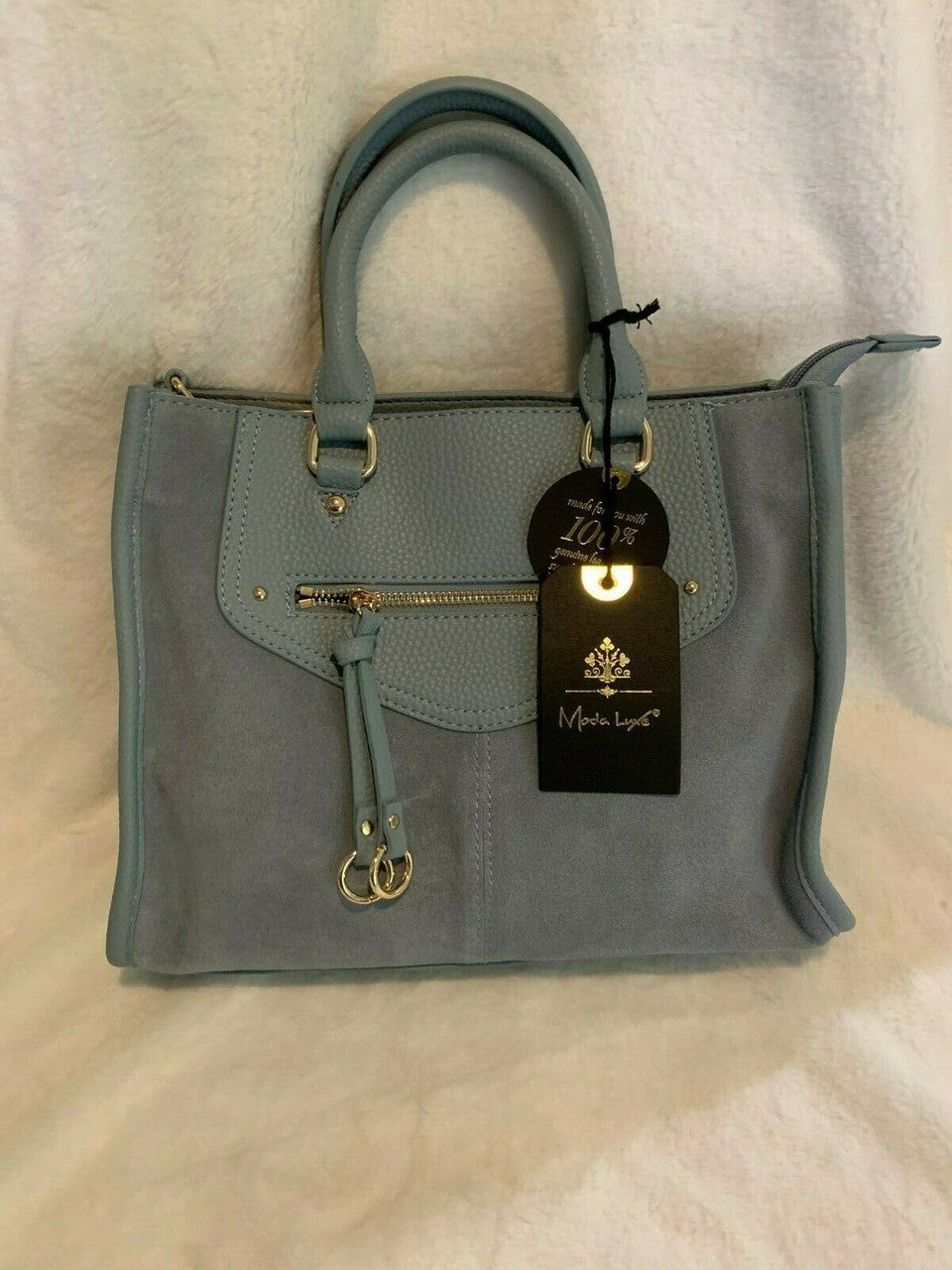 Moda Luxe Blue Bridgette Handbag Light Blue Stylish Fashion Bag Genuine Leather