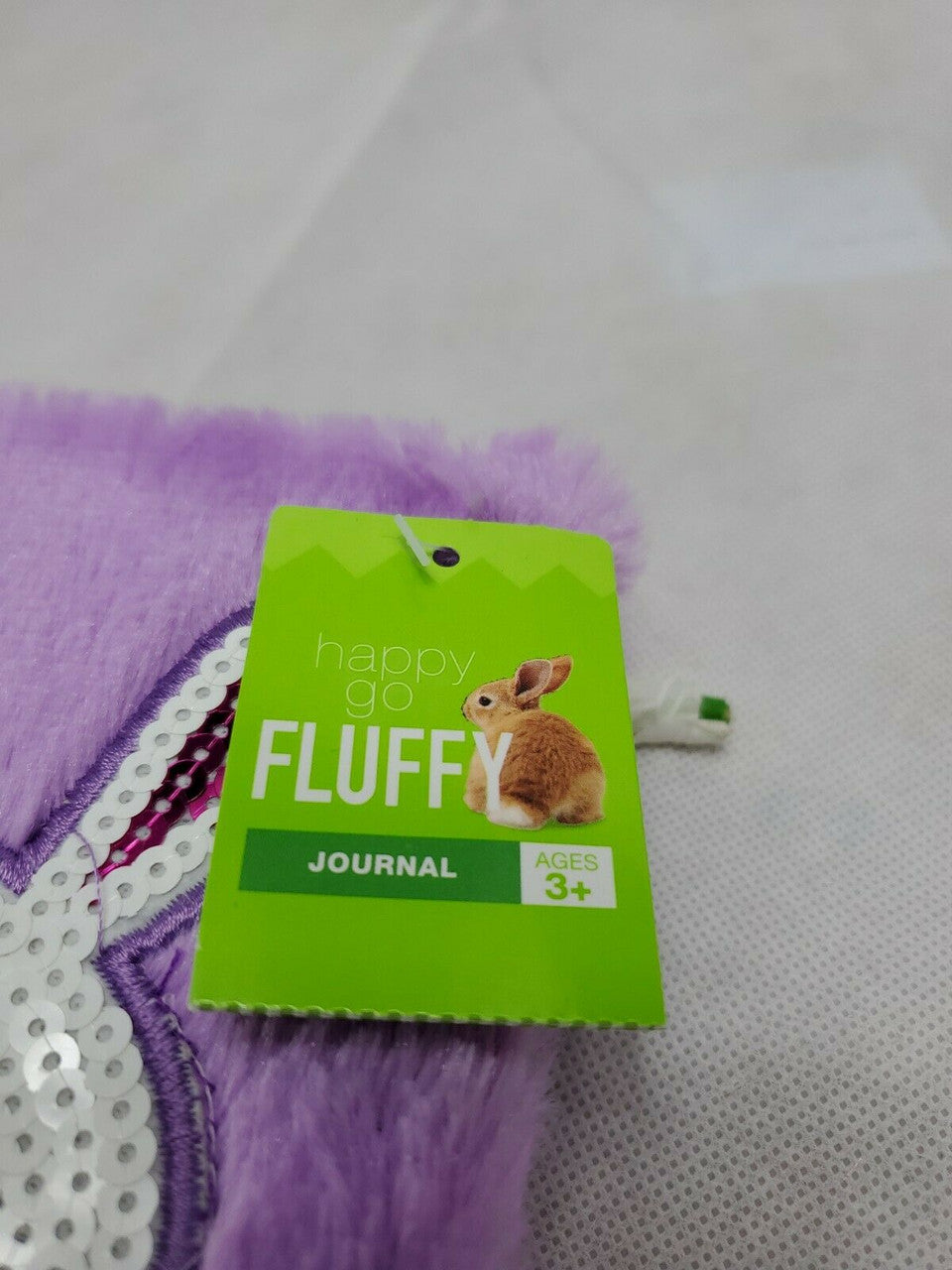 HAPPY GO FLUFFY Fur Puffy Rabbit Journal Kids Notebook Diary 6” Purple