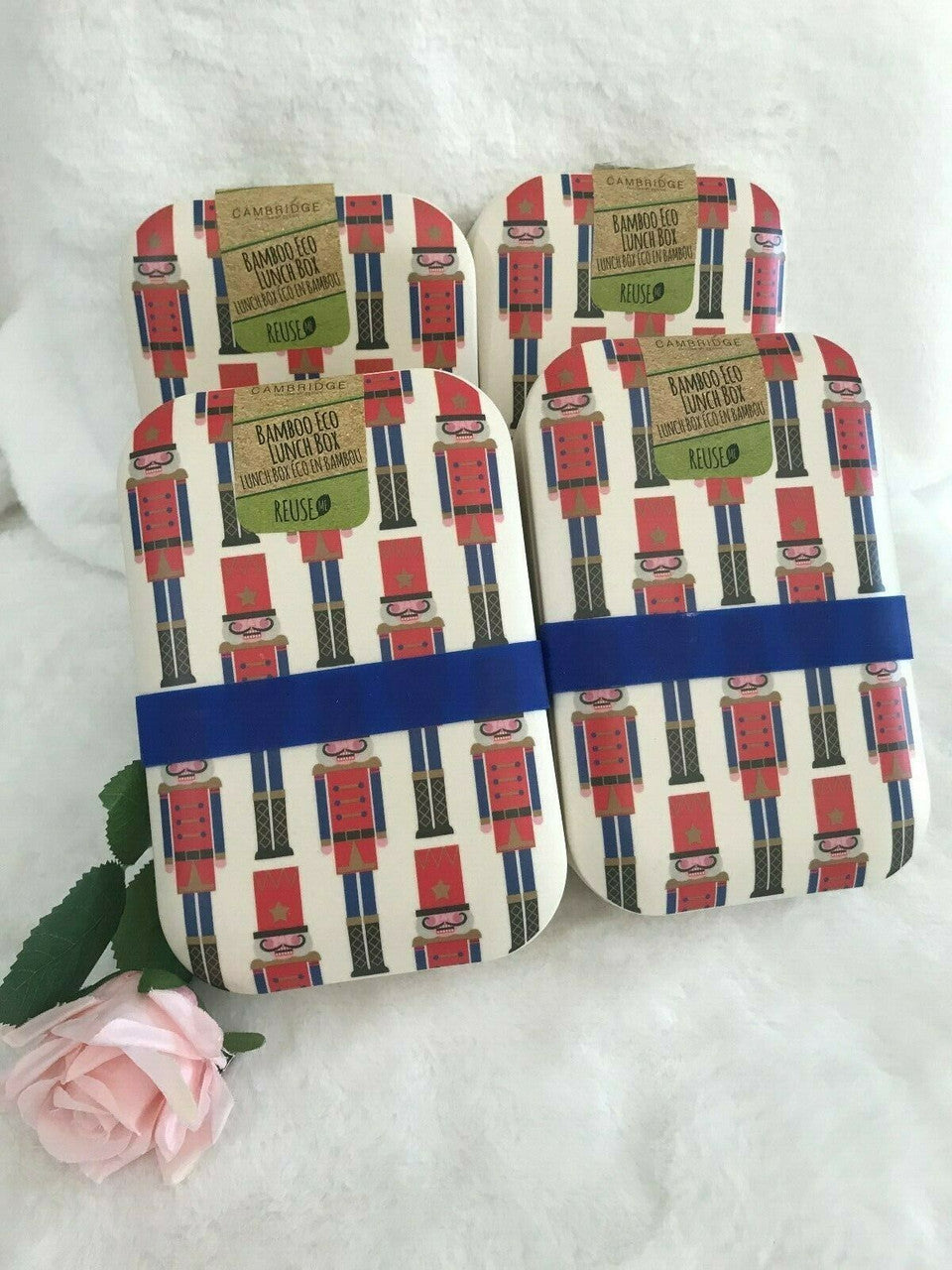 Set of 4 pcs Cambridge Toy Soldier Bamboo Eco Lunch Box REUSE ME