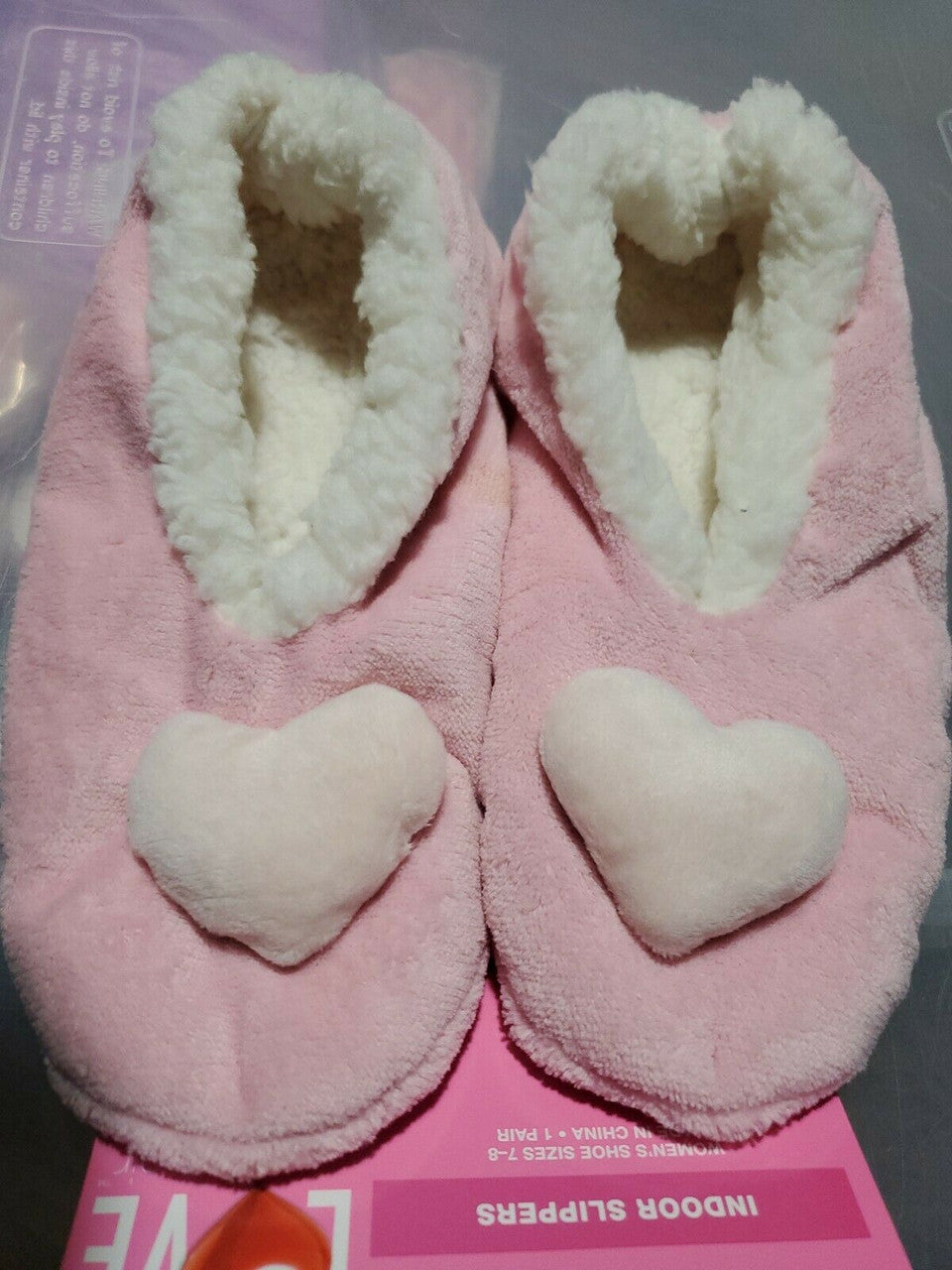 "Love in the Air" Soft pink Indoor Slippers Girl Women Shoe Size 7/8
