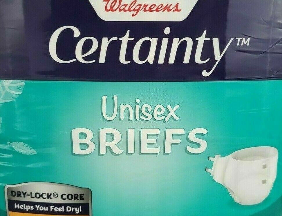 Certainty Unisex Adult XL Briefs 4pcs by Walgreens MAXIMUM ABSORBENCY green