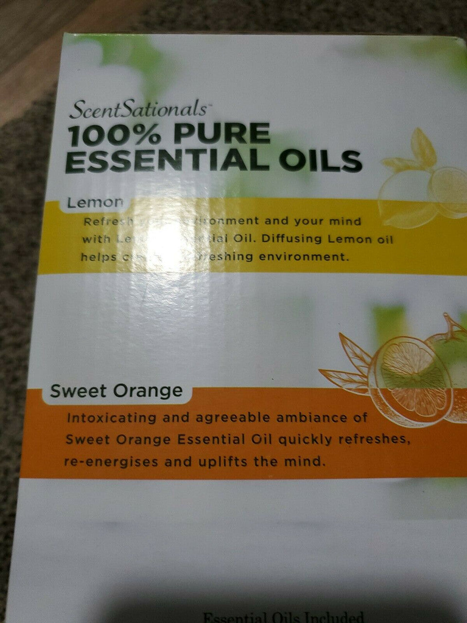 Scentsationals Essential Oil Diffuser Set With Lemon & Sweet Orange Oil