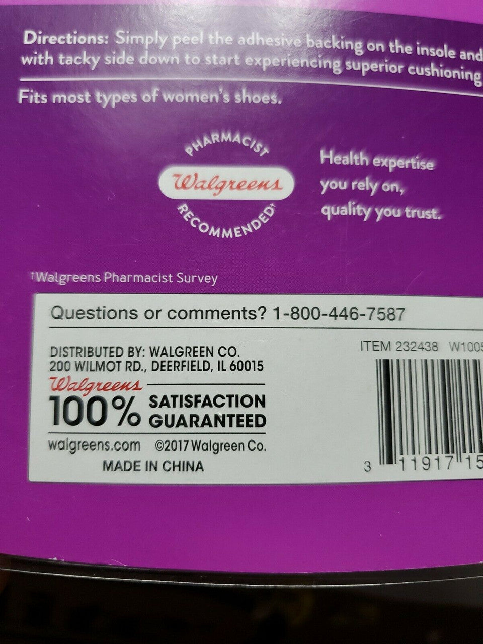 Women Fashion Insoles For Shoes Walgreens 3 Pairs Size 5-11 (C)