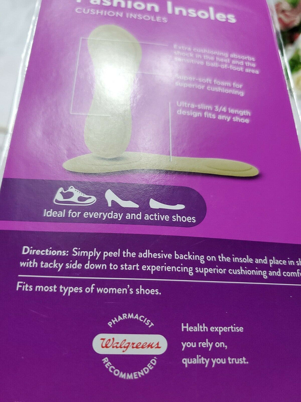 Women Fashion Insoles For Shoes Walgreens 3 Pairs Size 5-11 (C)