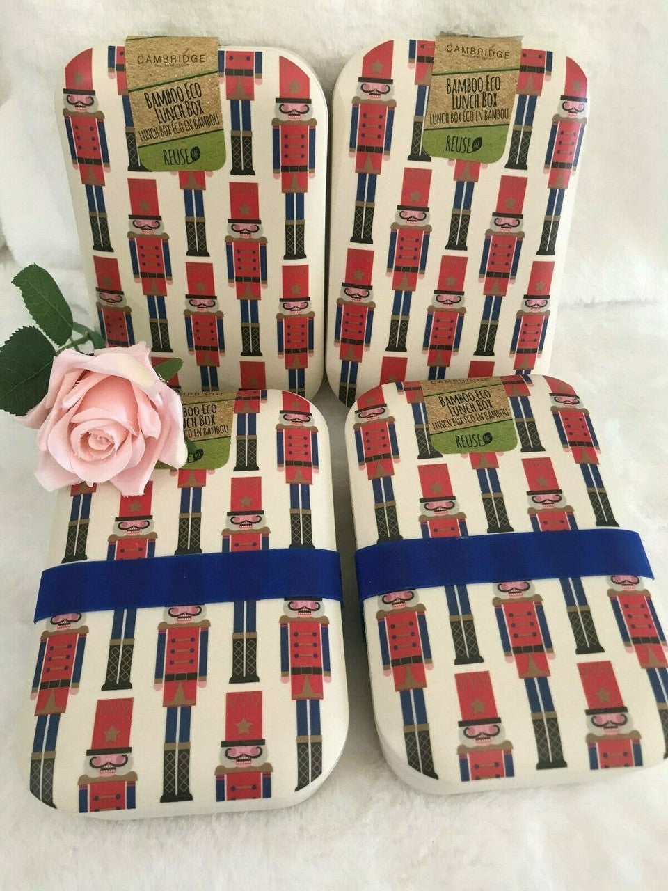 Set of 4 pcs Cambridge Toy Soldier Bamboo Eco Lunch Box REUSE ME