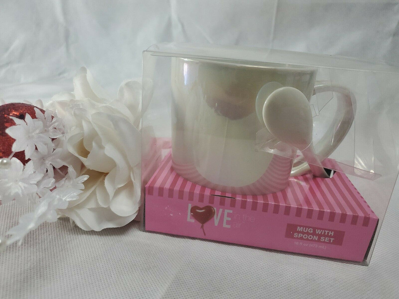 Love Ceramic Mug with Spoon Coffee Tea & Hot Chocolate 16oz Dishwasher safe