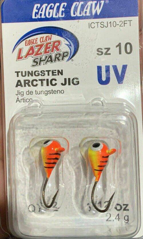 Eagle Claw Lazer Sharp Tubgsten Arctic Jig Sz 10 Glow ICTSJ10-2FT