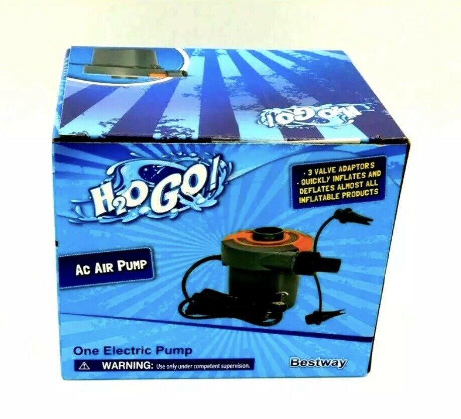 H2O Go Electric AC Air Pump 3 Valve Adaptors Inflates & Deflates Bestway