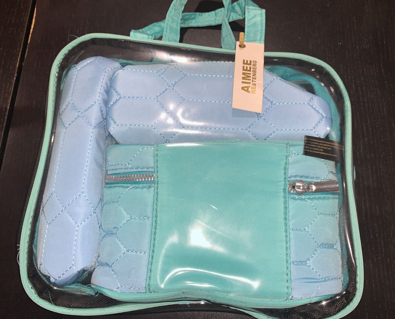 Aimee Kestenberg Ivy 4PC Set Blue Ombre Diamond Quilt