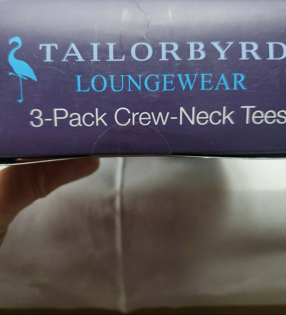 3-pack cotton crew neck t-shirts in red, gray, and black with packaging