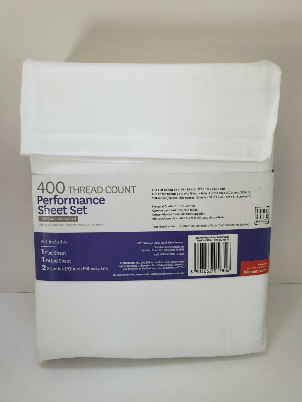 Better Homes and Gardens Full Sheet Set 400 Thread Count Cotton Arctic White