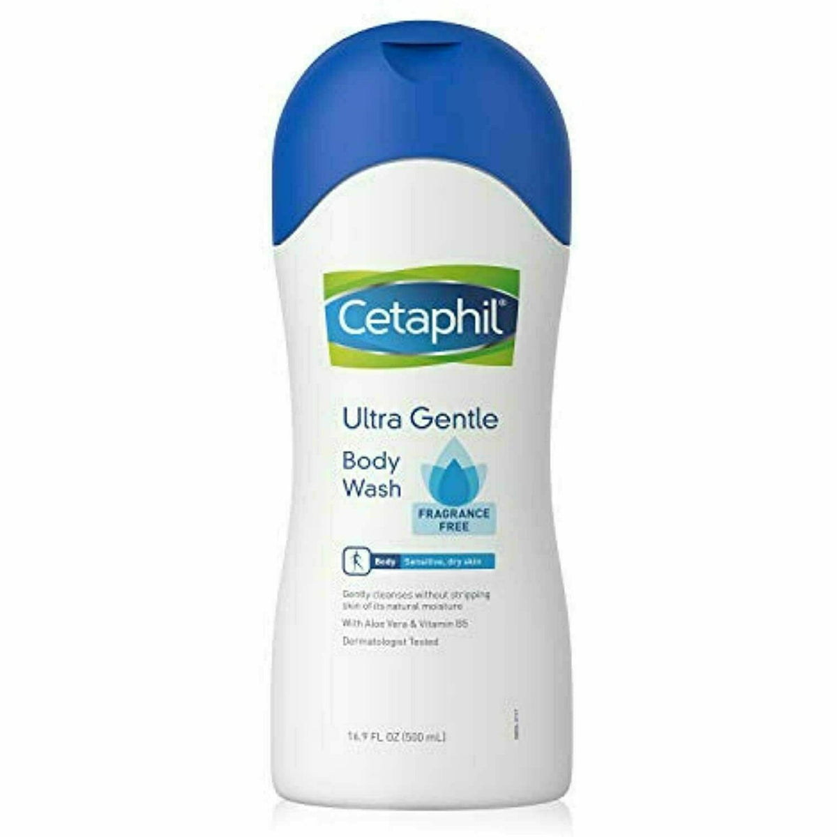 Cetaphil Ultra Gentle Body Wash, Fragrance Free for Sensitive Dry Skin 16.9 oz.