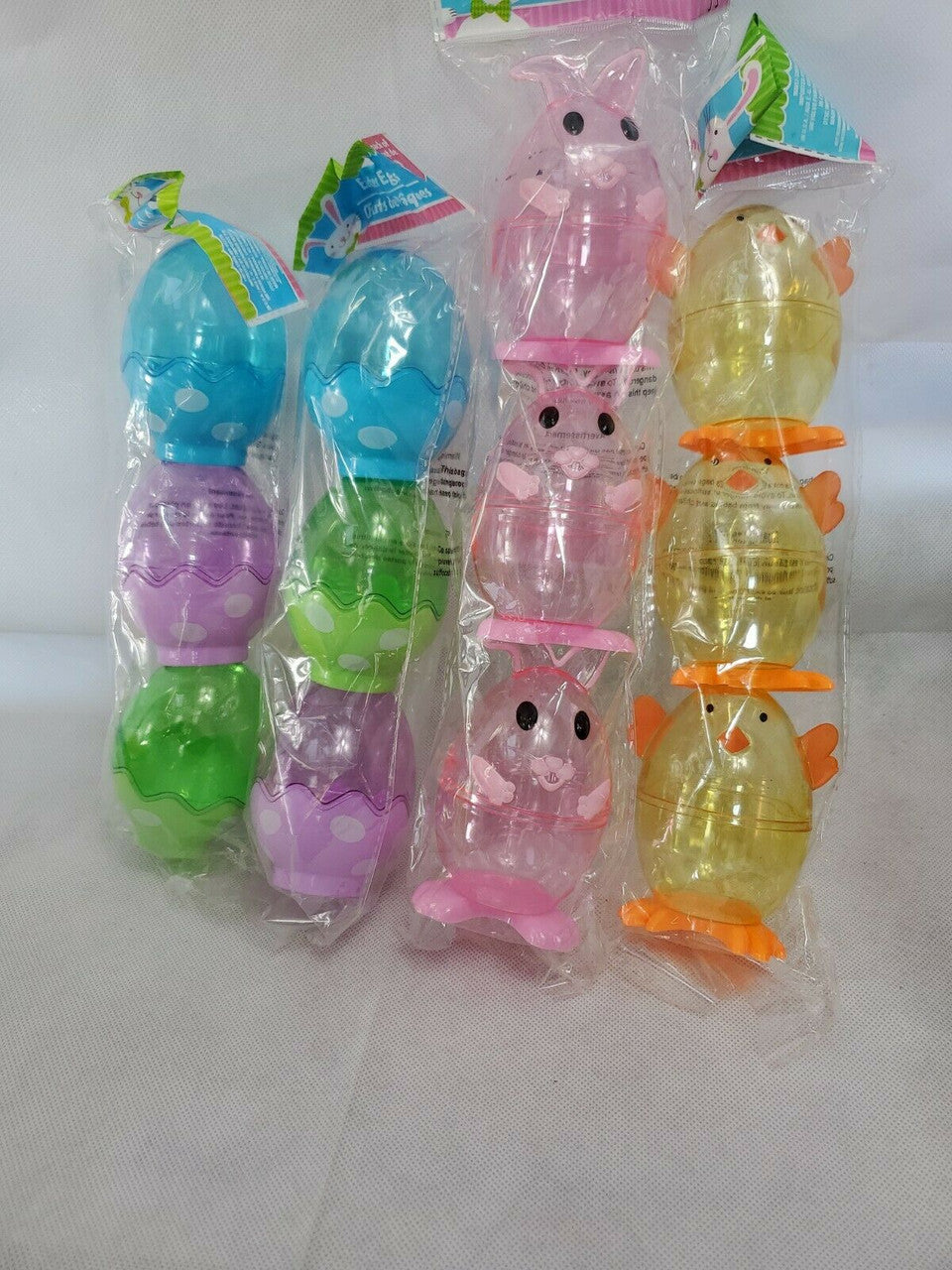 Easter Plastic Eggs Mix Fillable Easter Fun Eggs! Bunny Lot Of 4 packages