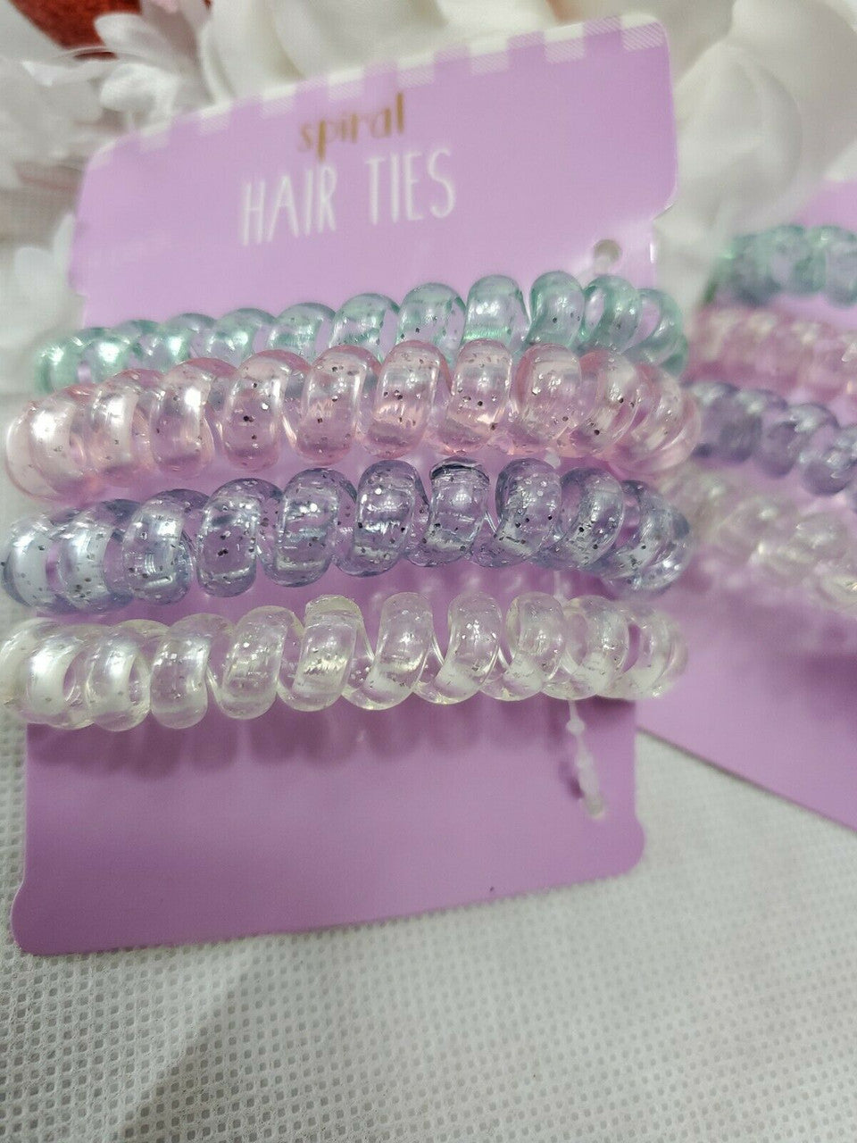 Colored Hair Coils 4PC 2 pack Invisibobble No Trace Spiral Hair Ties Phone Cord