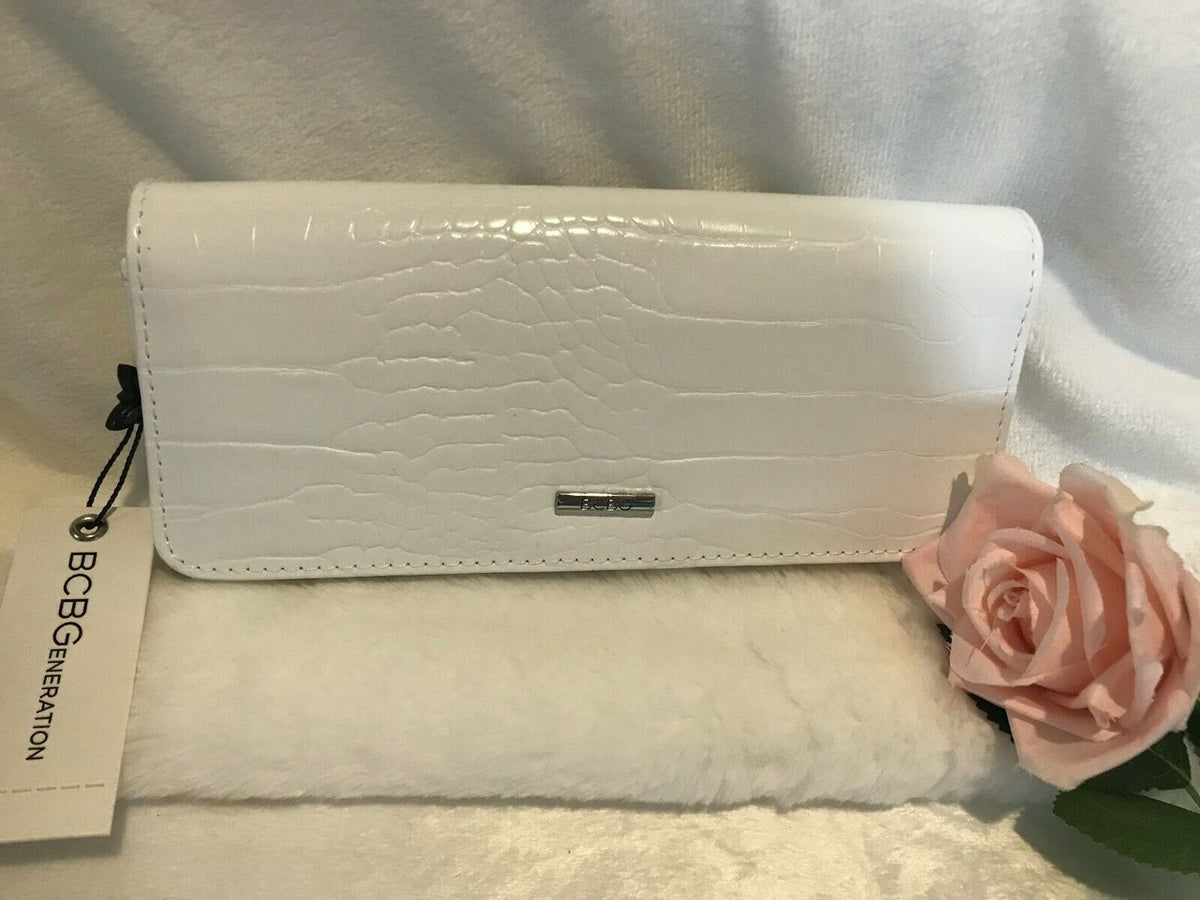 BCBG white snake ZAHARA FLAP WALLET