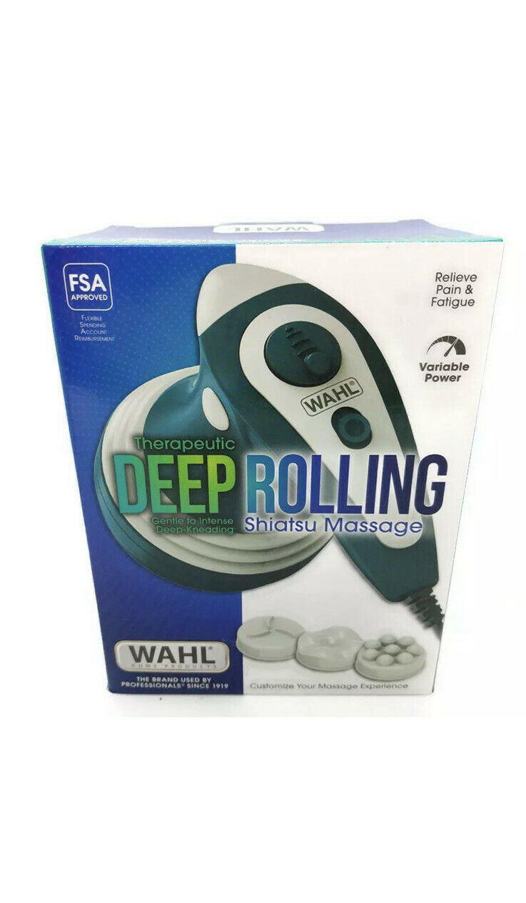 Wahl Deep Rolling Shiatsu Massage Variable Power 3 Attachments