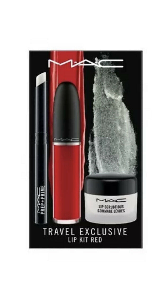 MAC TRAVEL EXCLUSIVE LIP KIT RED PREP + PRIME LIP SCRUBTIOUS LIQUID LIPCOLOUR