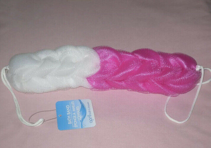 Bath Back Band Shower Scrubber Pouf Mesh April  Pink Liquid Soap Rope