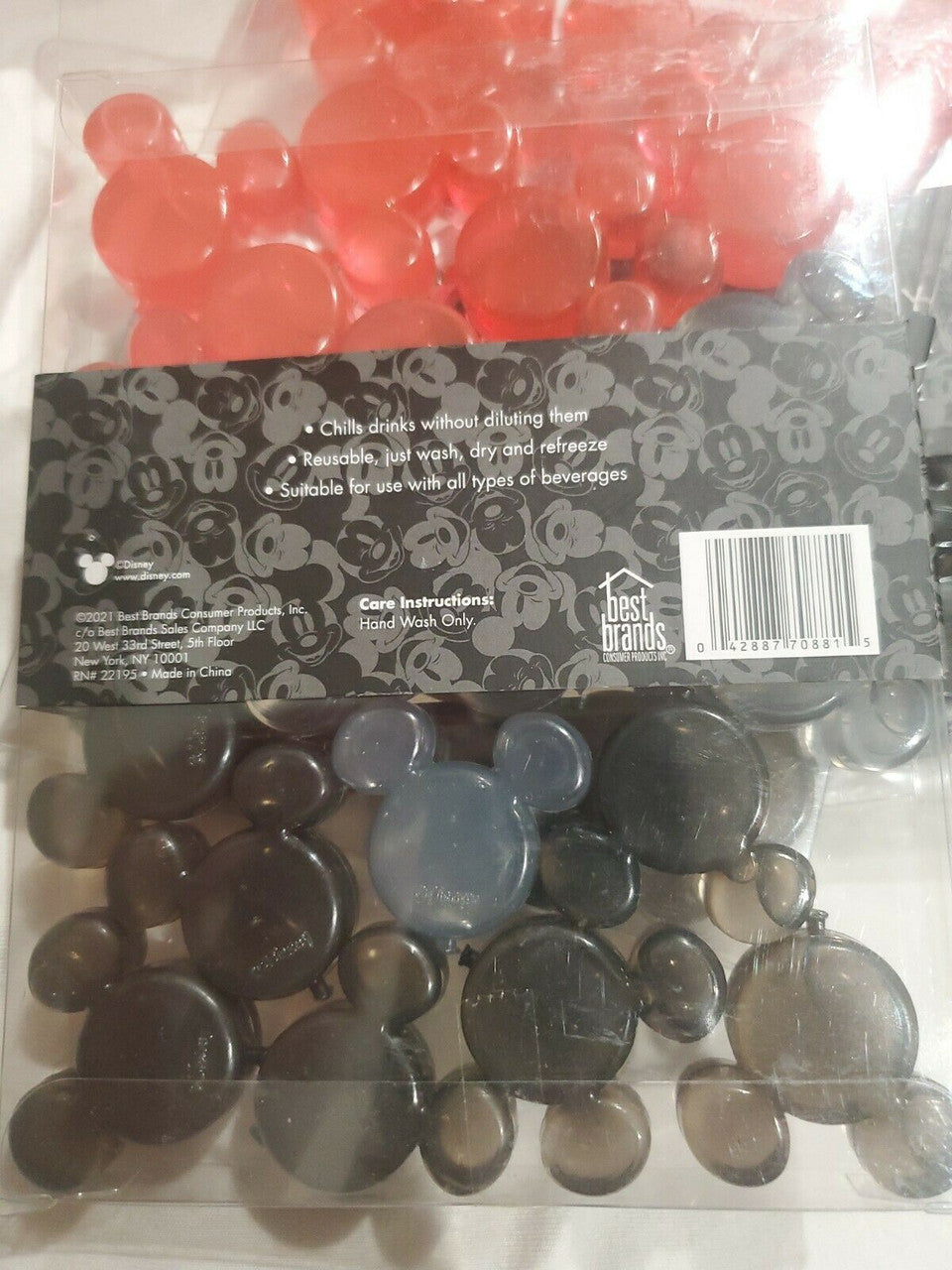 Disney Mickey Mouse Reusable Ice Cubes, 4 packs of 20 Ice Cubes Black & Red