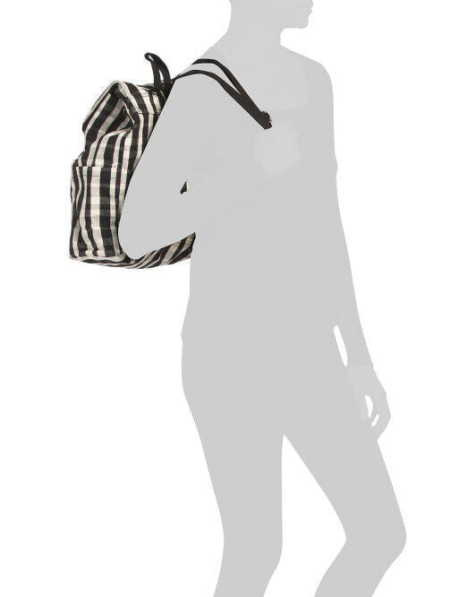 Baggu Unisex Adjustable Canvas Drawstring Backpack Black White