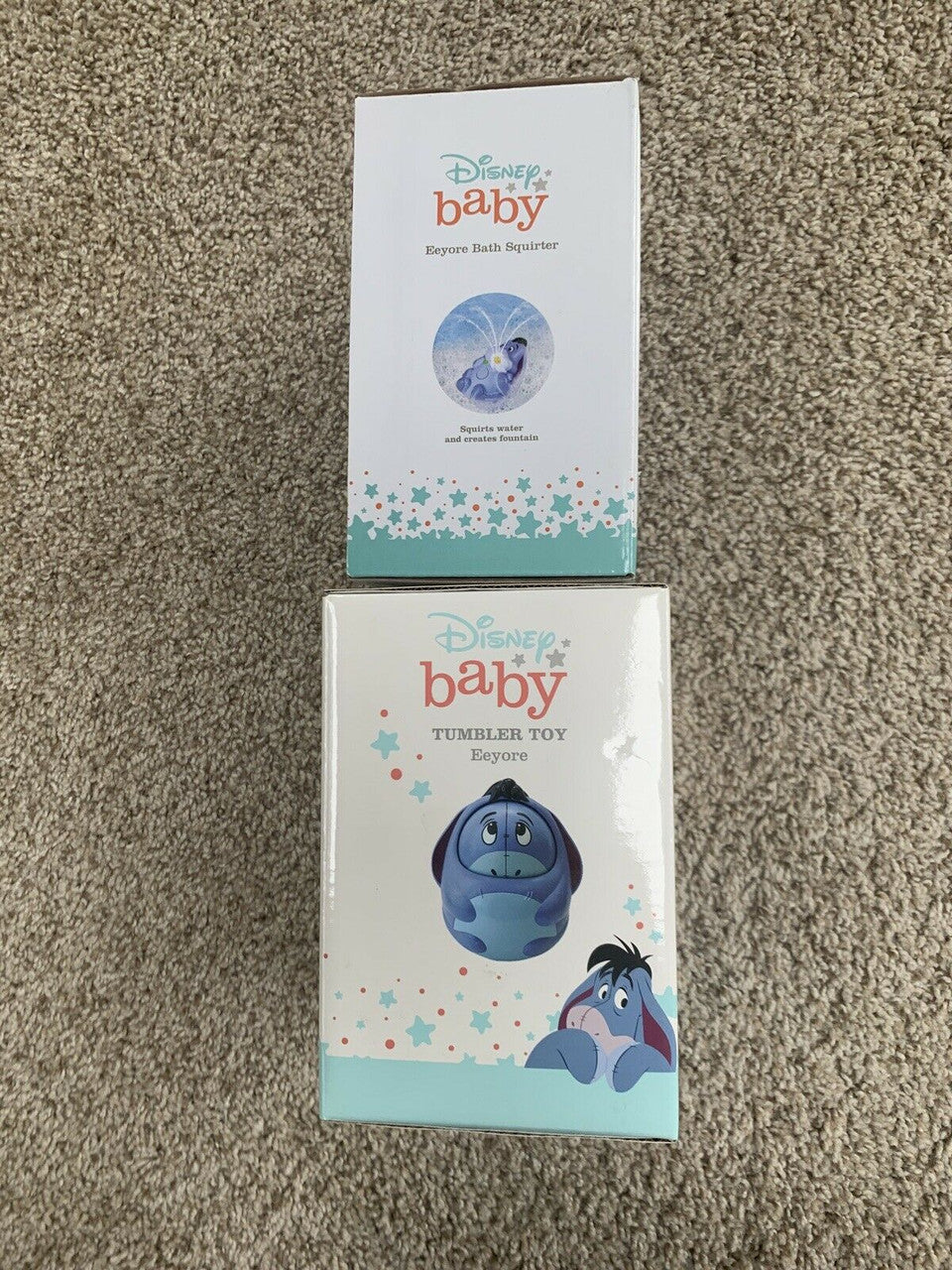 2 Pcs Disney Baby  Eeyore TUMBLER & BATH SQUIRT Toy 6+ & 12+ Months