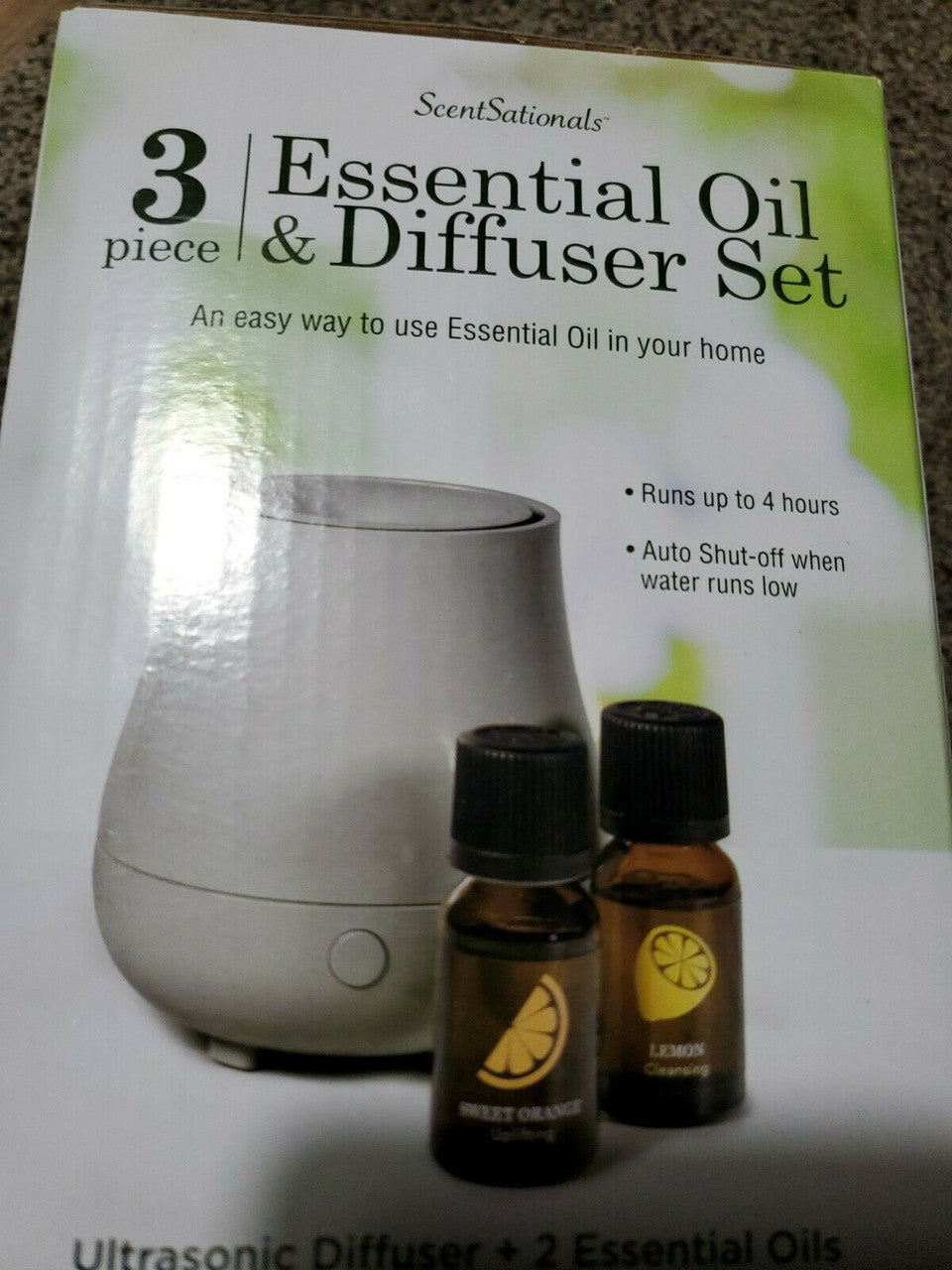 Scentsationals Essential Oil Diffuser Set With Lemon & Sweet Orange Oil