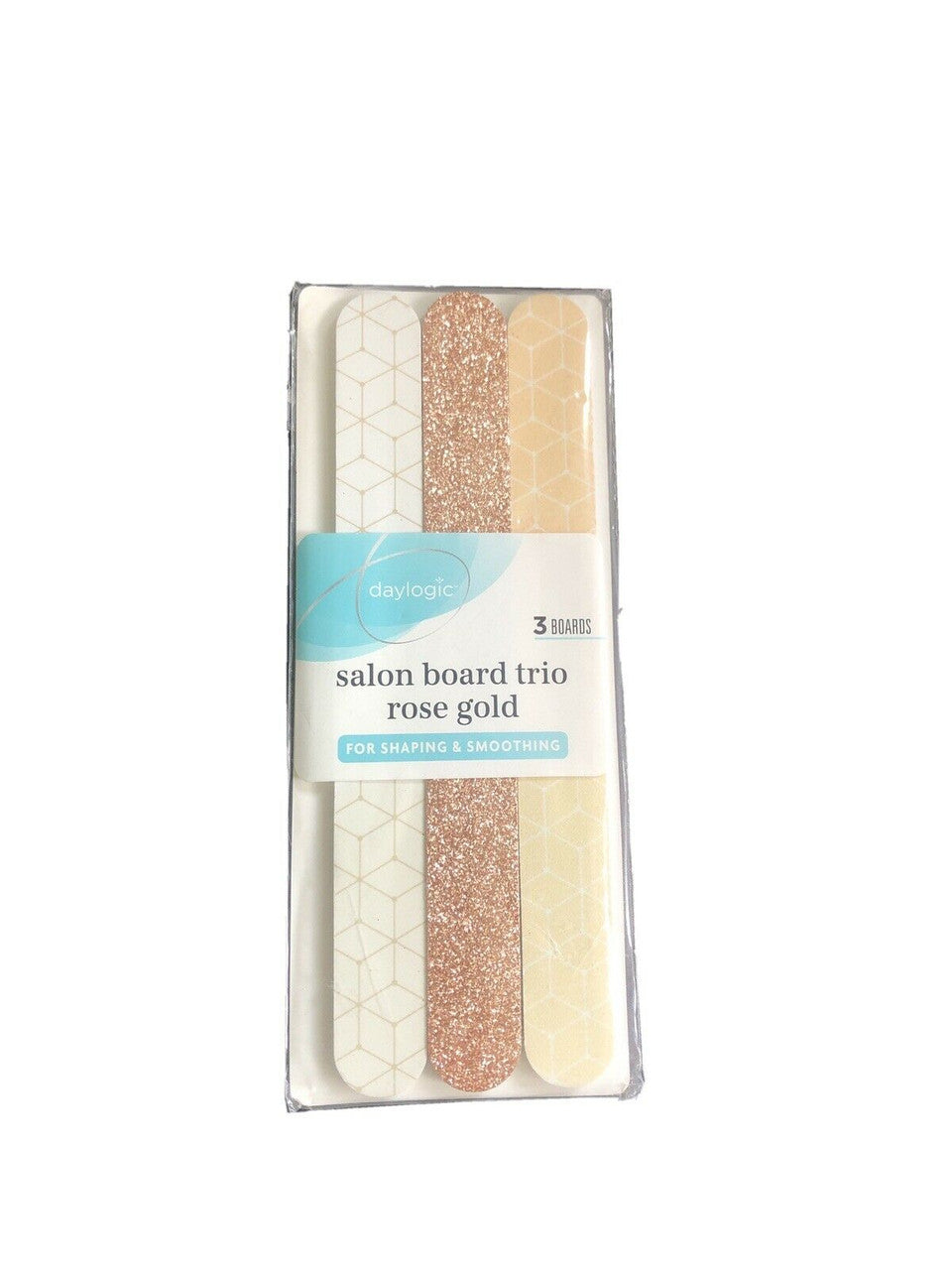 Salon Board Trio 3 Nail Files Rose Gold For Shaping & Smoothing