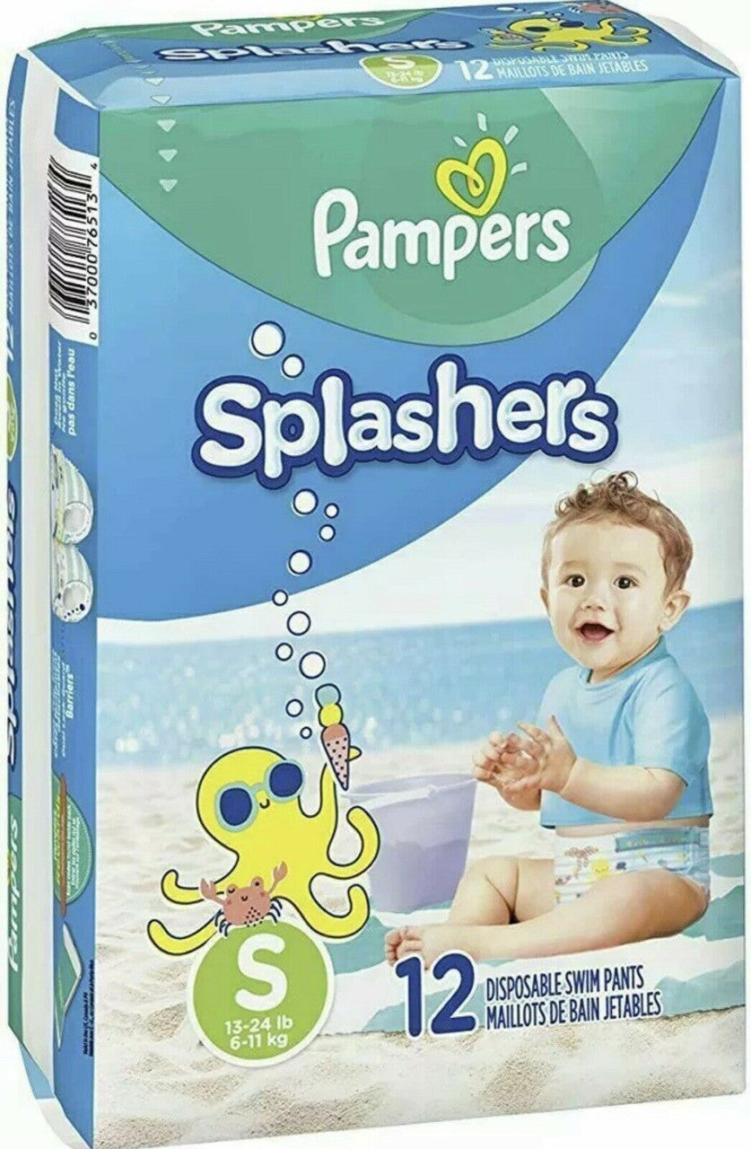 Pampers Splashers Swim Diapers Disposable Swim Pants SMALL 13-24 lb 12 Count