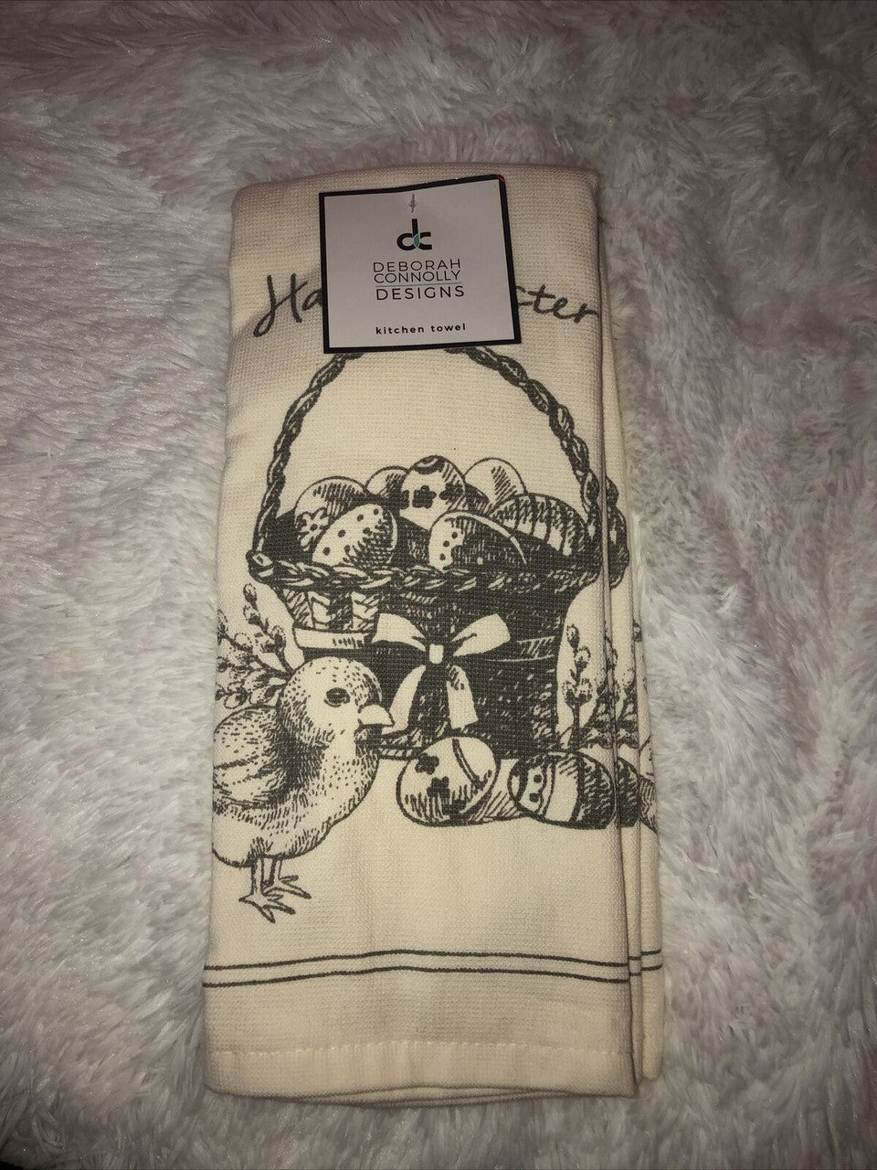 Deborah Connolly Designs Easter Kitchen Towels Set Of 2 Chicken & Easter Basket