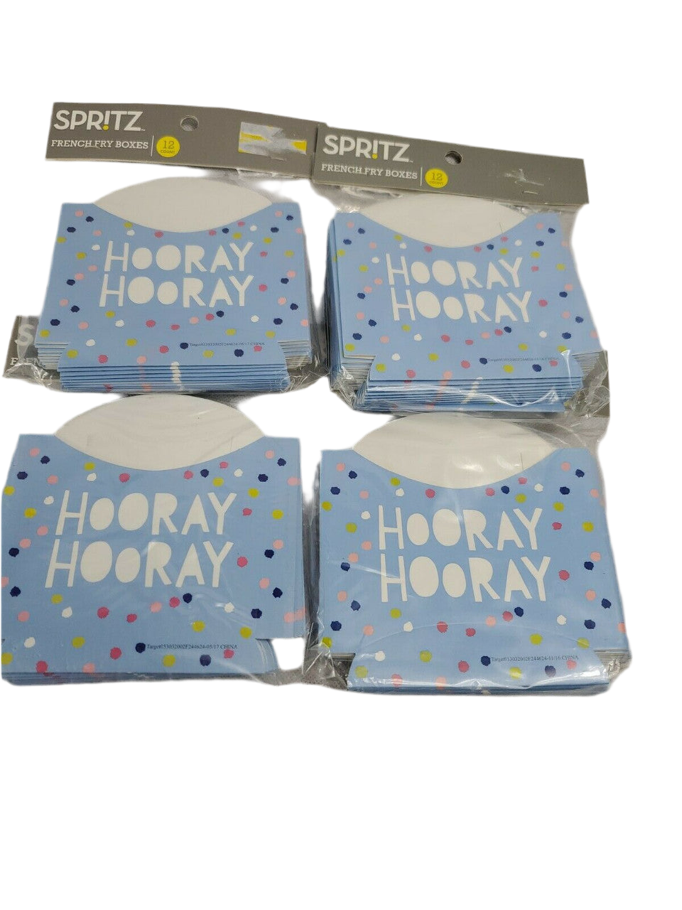 SPIRITZ Hooray Hooray French Fry Boxes 12ct. Party Decor Supplies LOT OF 4