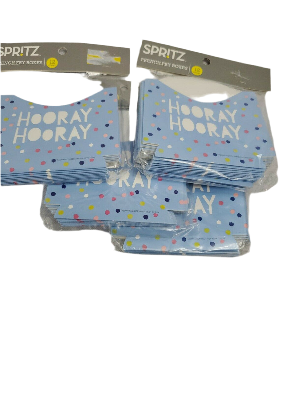 SPIRITZ Hooray Hooray French Fry Boxes 12ct. Party Decor Supplies LOT OF 4