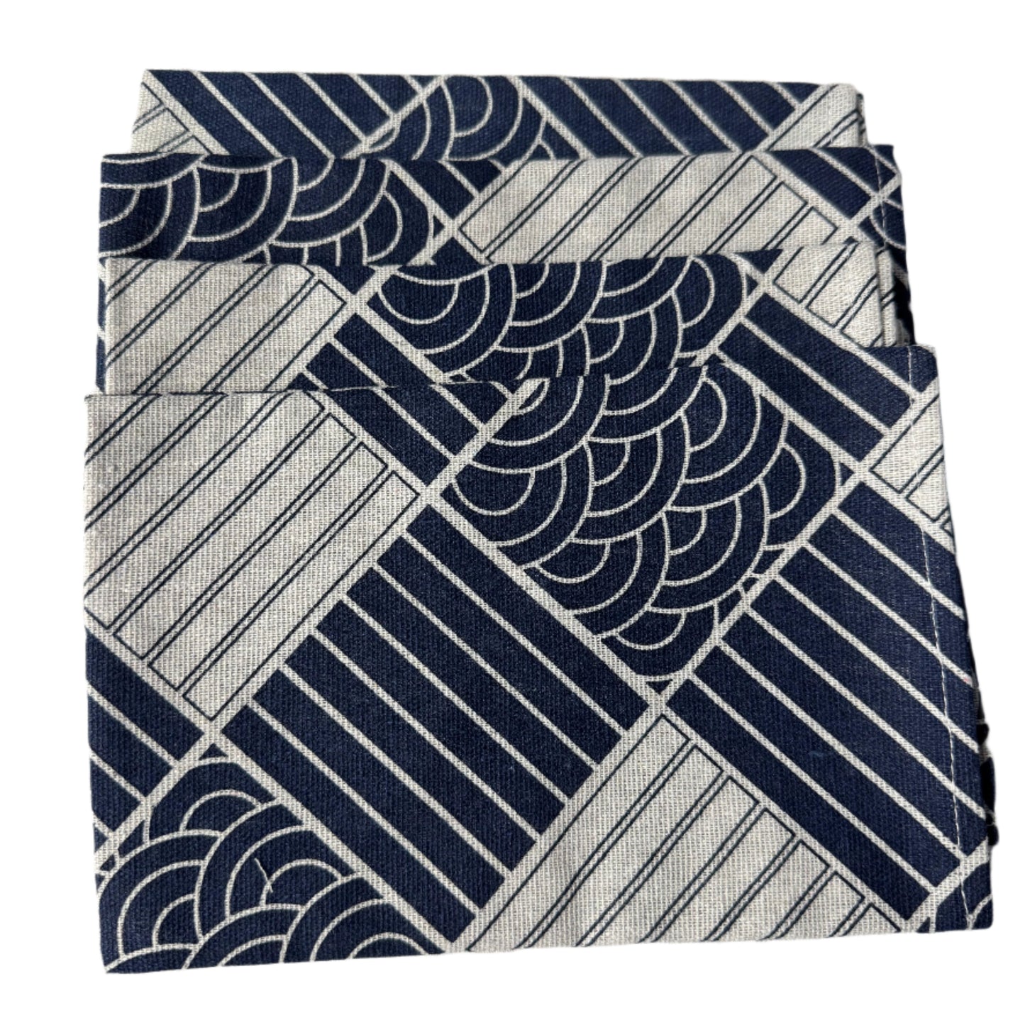 Japanese Napkins 16" x 16" 4 pcs Navy Blue/White